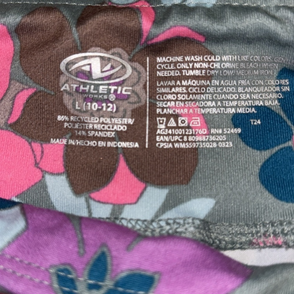 Girls / Athletic Works / Floral Print Leggings w/ pockets - Picture 5 of 5